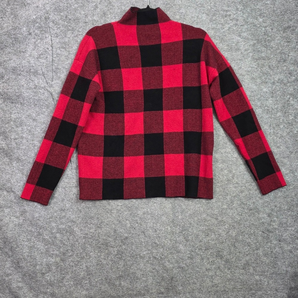 Tommy Bahama Womens Red Black Buffalo Plaid Mock Neck Sweater Size M